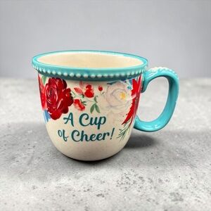 THE PIONEER WOMAN “A CUP OF CHEER” FLORAL COFFEE MUG CERAMIC 4”